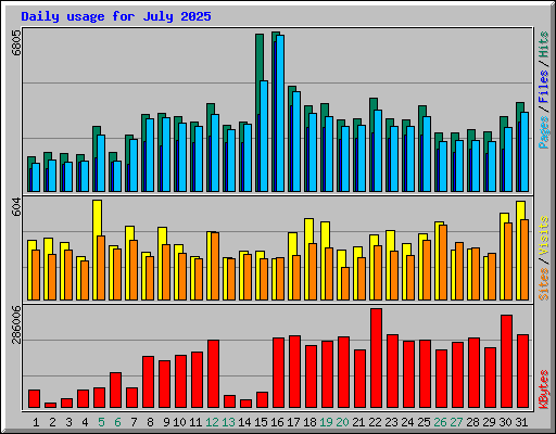 Daily usage for July 2025