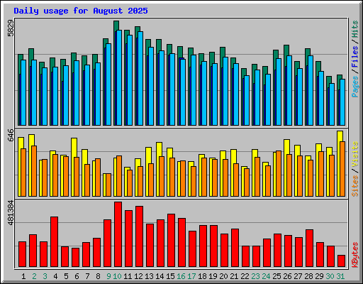 Daily usage for August 2025